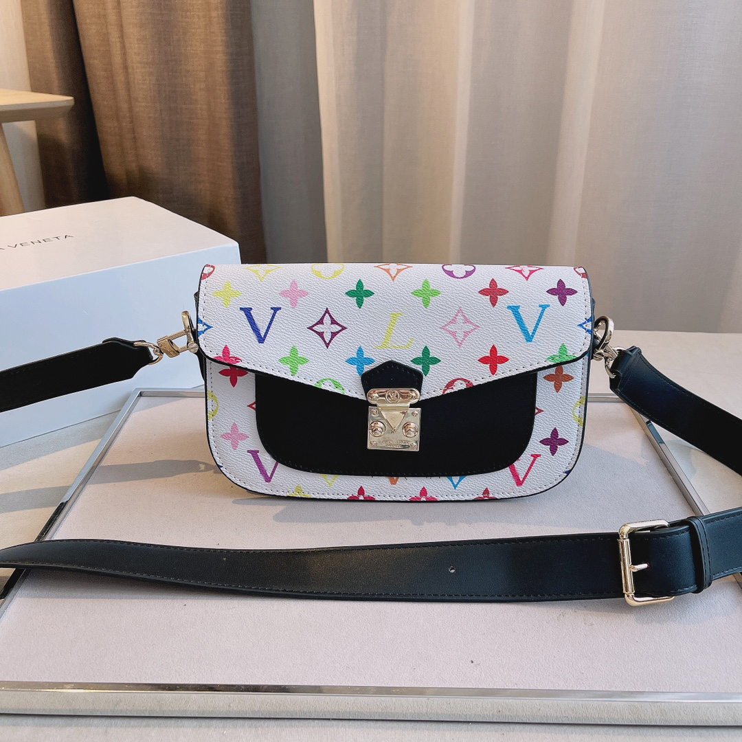 

Women Luxurys Designers Bags 2021 Top Quality Handbag Color Contrast Texture L Bag Genuine Leather Messenger Ladies Travel Wallet Cosmetic 23*12cm