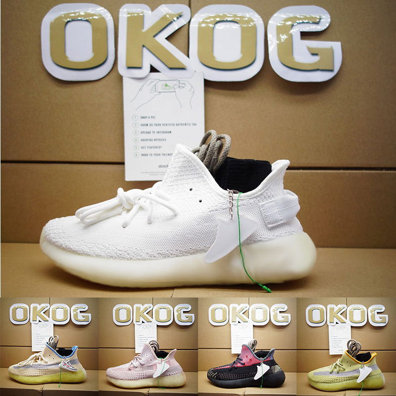 

[Original box+socks+TAG]Comfort Mens Running Shoes Women sport sneakers kanye west desert sage static earth zyon tail light cinder V2 with b