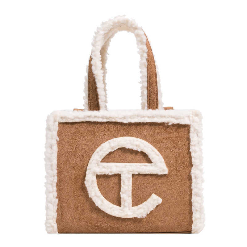 

Telfar Tote Bags Brand Winter Women Fluffy Large Capacity Shopping Bag Luxury Female Designer Soft Fur Plush Handbag, Black small