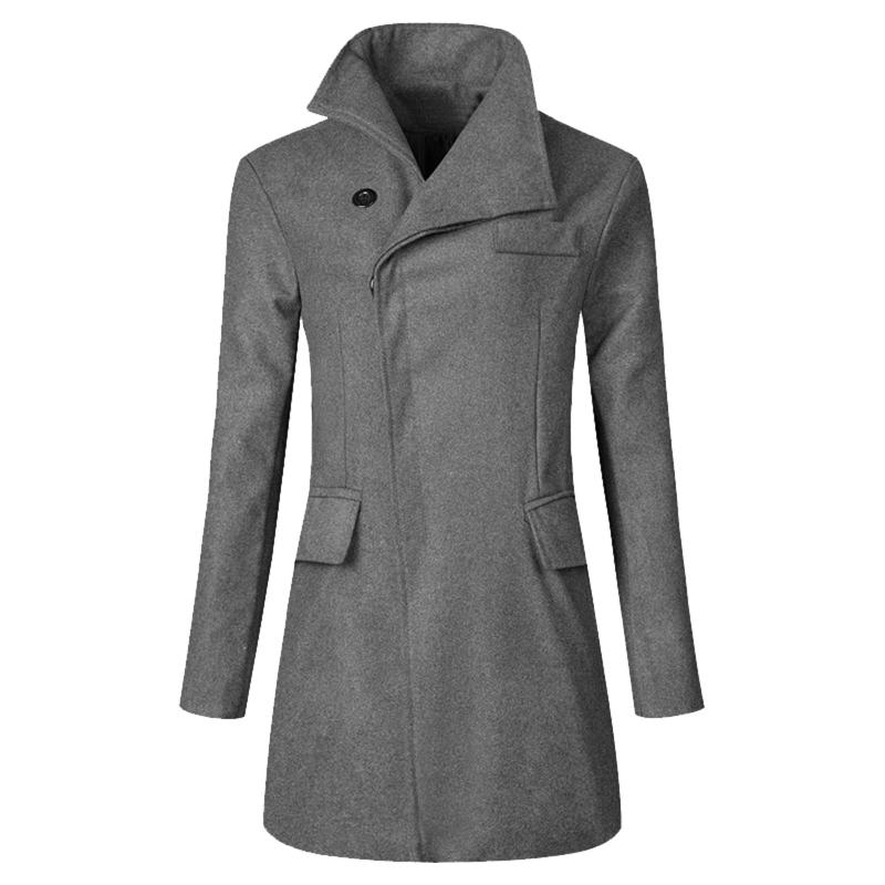 

Men's Wool & Blends Fashion Clothing Woolen Jacket Coats Winter Coat Mid-long Trench Classic Solid Thickening #t3g, Black