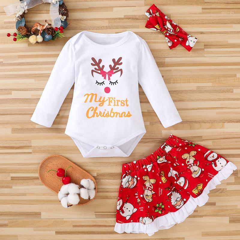 

Clothing Sets Boen Infant Baby Girl Clothes Letter Christmas Romper Long Sleeve Tops+Tulle Skirts +Headbands Two Pieces Set Vetement Fille, White