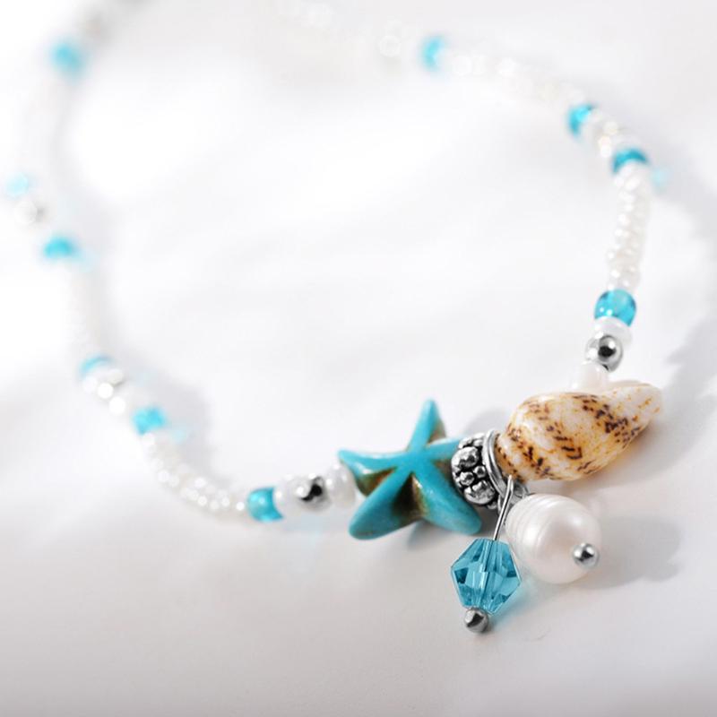 

Anklets For Women Shell Foot Jewelry Summer Beach Barefoot Bracelet Ankle On Leg Strap Bohemian Accessories, Red;blue