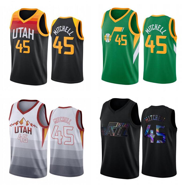 

Men S-6XL basketball jersey 45Donovan Mitchell green white black blue orange city sleeveless Jerseys, Black;red