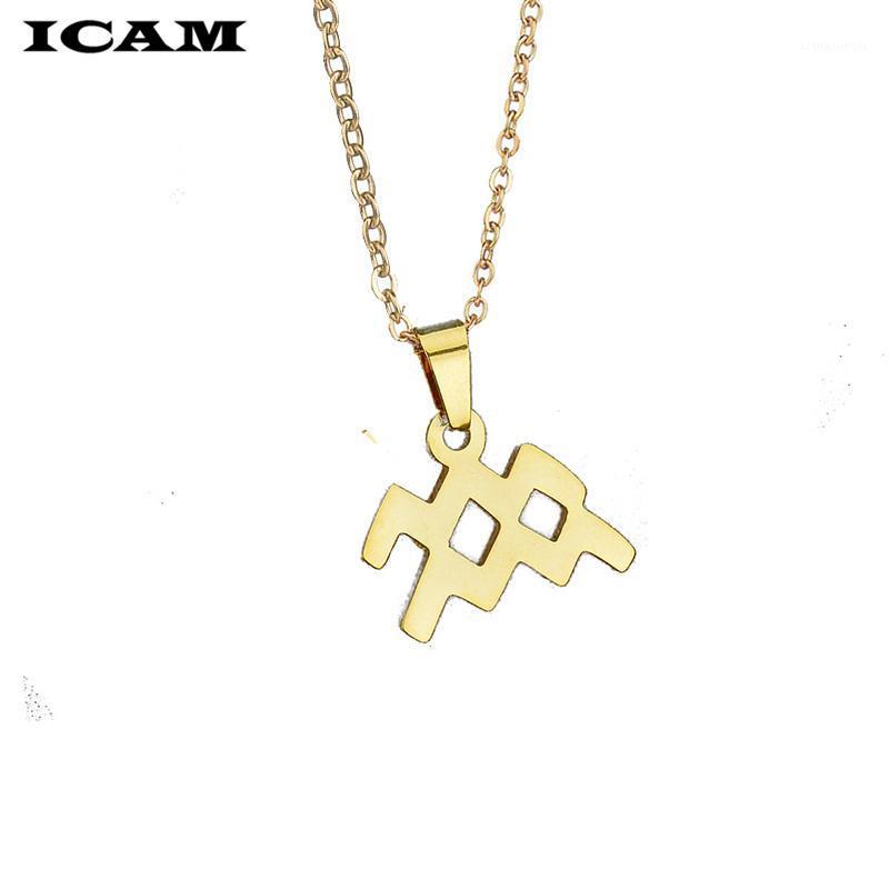 

Pendant Necklaces ICAM Star Zodiac Sign 12 Constellation Pendants Choker For Women Jewelry, Silver