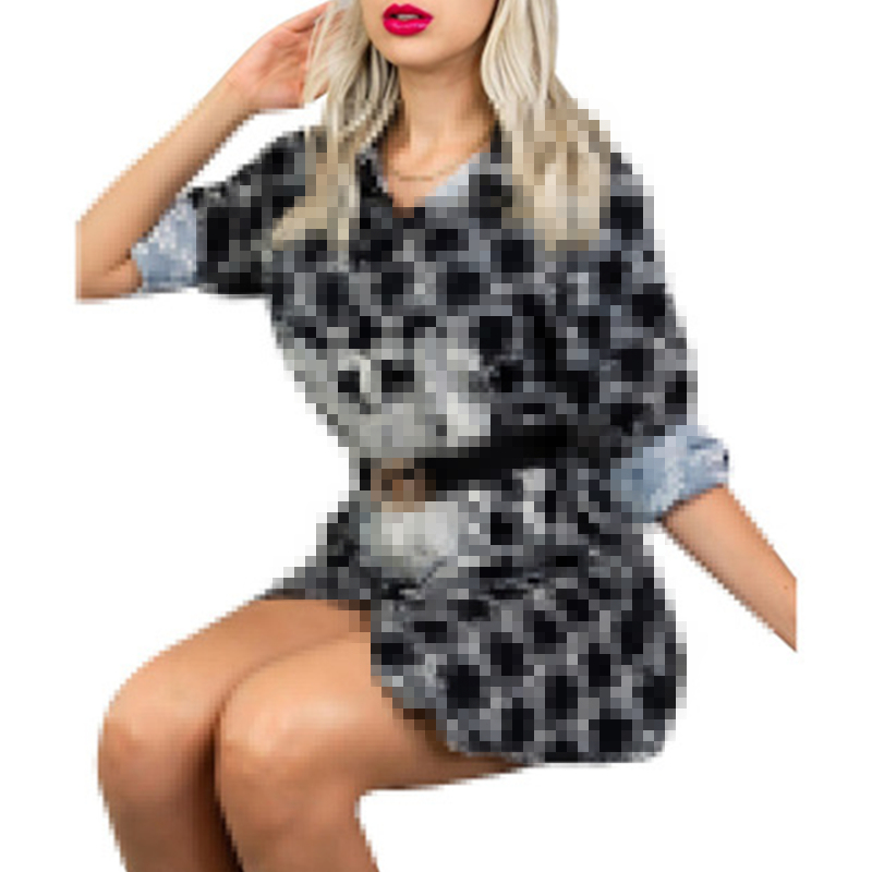 

Women's Blouses & Shirts Fashion Design Clothes Women Digital Printed Long Sleeve Shirt Dress Plus Size S-2XL, White