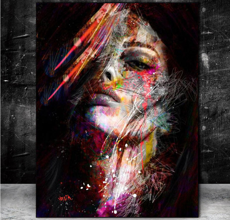 

Custom Graffiti Girl mural Modern Pop Designed Canvas Paintings Decorative Digital Oil Wall Diy Photo Filling Color Living Room Home Decor Decoracion Hand Poster