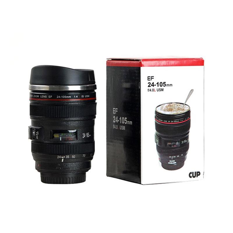 

Mugs Automatic Electric Self Stirring Mug Coffee Mixing Drinking Cup Creative Camera Lens EF 24-105mm Unisex Auto Cups, Black