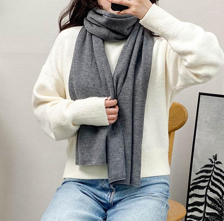

Scarves Autumn Winter Women Warm Scarf 100% Cashmere Lady Fashion Knitted Shawl, Blue;gray