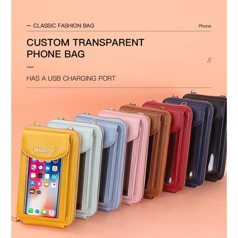

Card Holders Women Phone Bag, Square Zipper Leather Casual Street Party Tough Screen Cross Body Shoulder Pack, Black