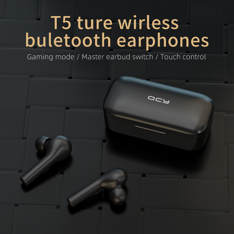 QCY T5 wireless Bluetooth headphones V5.0 touch control earphones 3D stereo HD talking earbuds with 380mAh battery headset-image-724957681