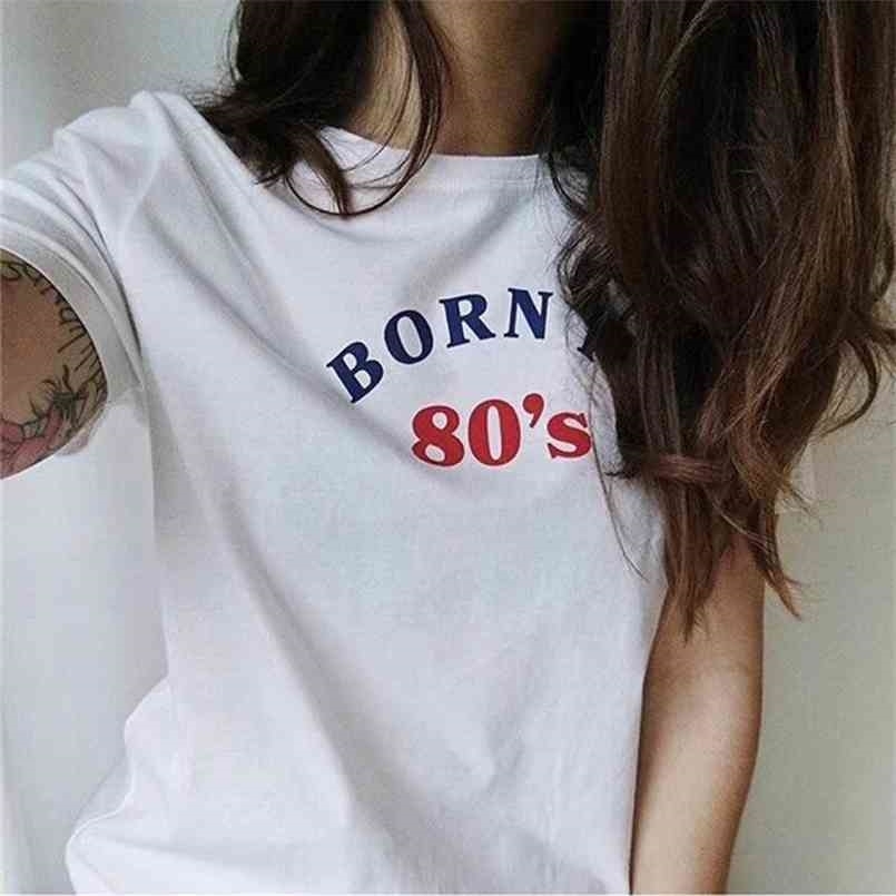 

100% Cotton Summer T shirt Women White 80s tshirt harajuku Letter Print 90s t-shirt kpop korean tee tops vintage shirts 210708