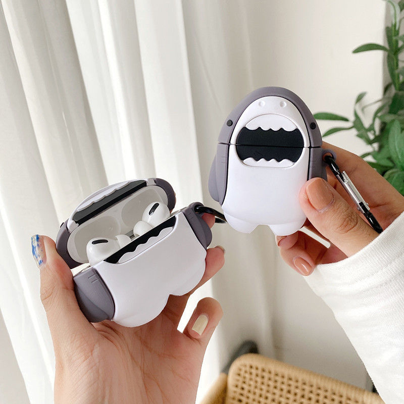 

Cute shark For airpods pro protective case Headphone Cushions apple 1 / 2nd generation Bluetooth headset Pro silicone fall proof 3rd generations cases good nice