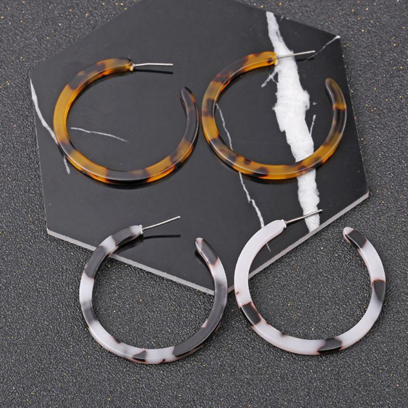 Hoop & Huggie Acrylic Marbled Earring Leopard Round Earrings Women Tortoise Shell Jewelry L4ME-image-698108553