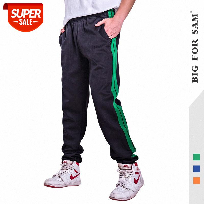 

18 contrast stitching two bars sports pants hip hop trousers striped casual men's #o14R, Black