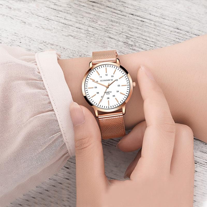 

Wristwatches ECONOMICXI Versatile INS Wind Trend Students Simple Temperament Watch Female Light Luxury French, E44-wk rose black