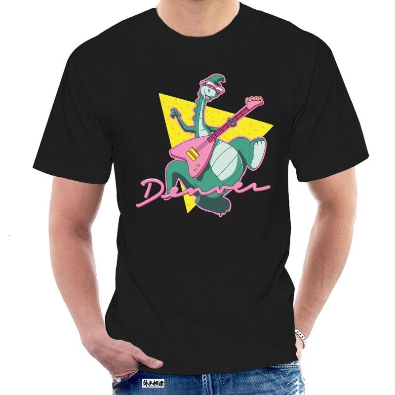 

Cuc T-shirt Denver Cartoni Anni 80 Dinosauro Uova Skater Cristina D'avena Summer Tee Shirt 8533z, Black