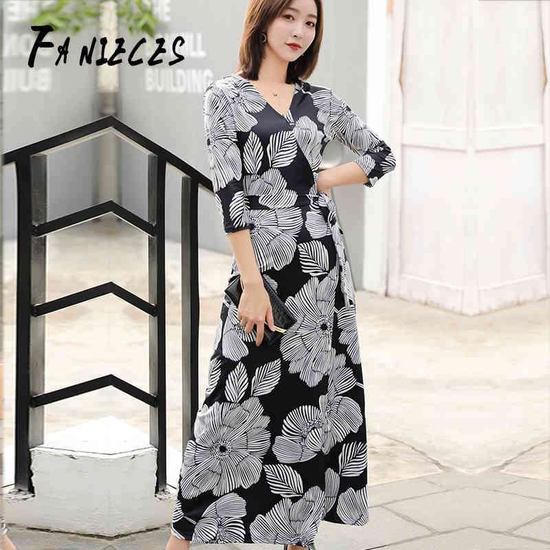 

Retro print sashes dress women Split bohemian maxi ins fashion Long sleeve summer beach es Robe femme drop 210520, V36-3080
