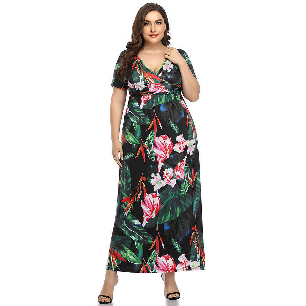 

VANOVICH Women's Pluz Size Dress Summer Fashion Casual Ladies V Collar Temperament Europe Women Clothing 210615