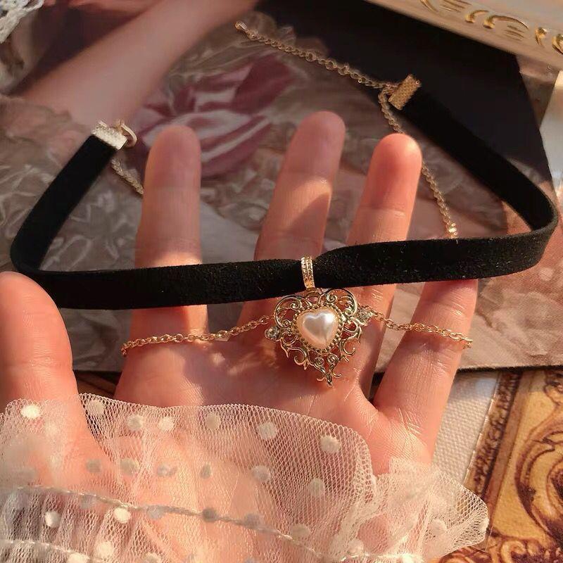 

Pendant Necklaces Heavy Velour Love Double Necklace Gold Tassel Classic Vintage Collarbone Chain Collar INS Choker Exquisite Gift