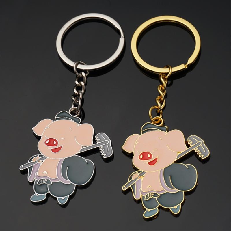 

Keychains 2 Color Design Diy Handmade Keyring Animal Keychain Pig Chain Enamel Jewelry Elegant Backbag Handbag Pendant Chinese Culture