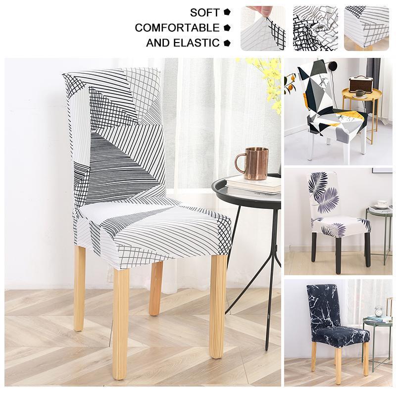 

Printed Stretch Chair Cover Spandex Big Elastic Removable Washable Covers Dining Seat For Home Banquet Restaurant