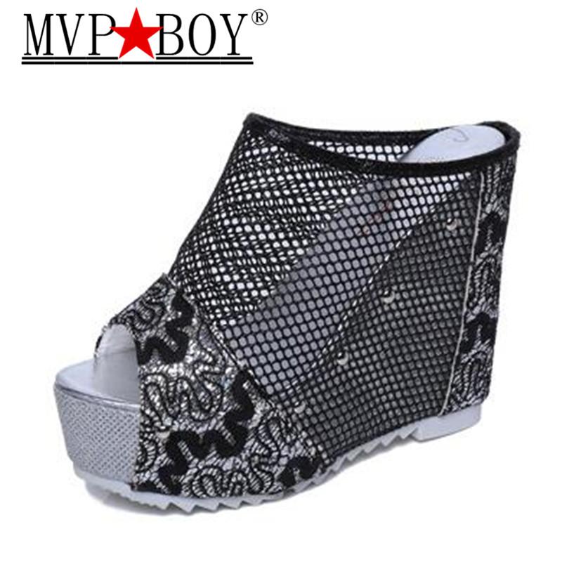 

Slippers Mvp Boy 2021 Summer Woman Platform Wedge Flip Flops High Heel Ladies Outside Shoes 35-39, Black