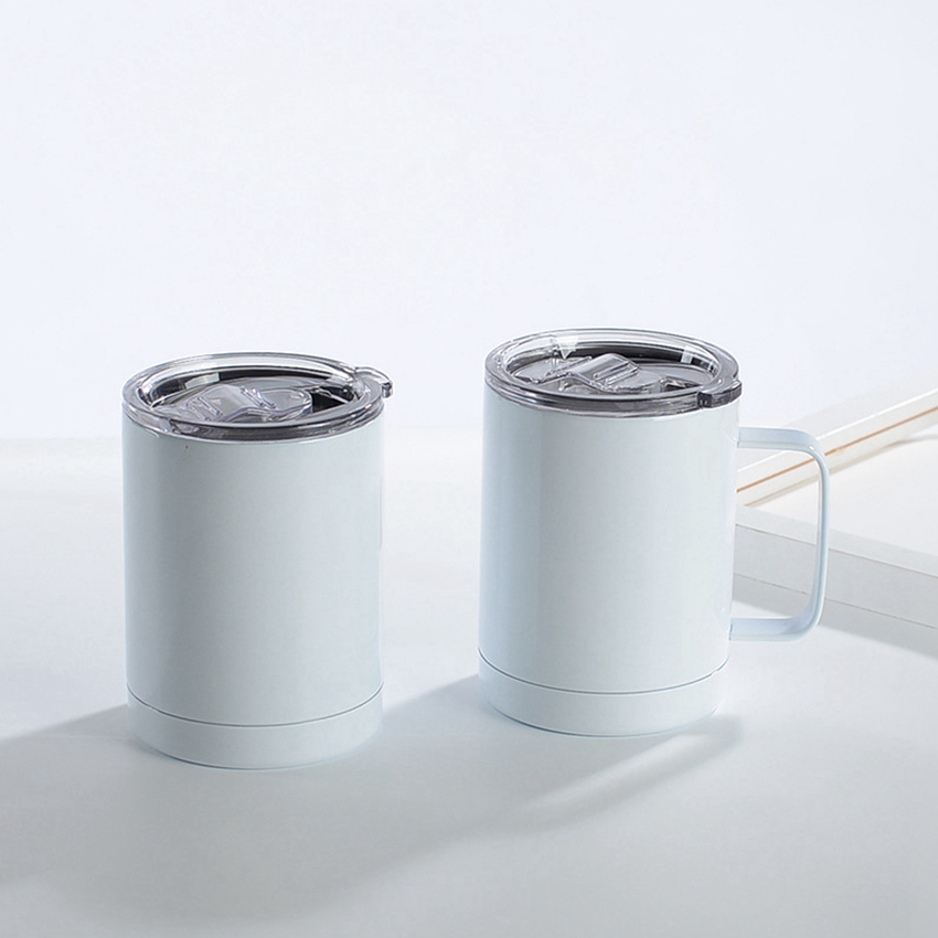 

12oz Sublimation Blanks Coffee Mugs With Handle Lids Blank Thermal Transfer Tumblers Stainless Steel Drinking Cup CYZ3221 90Pcs, White