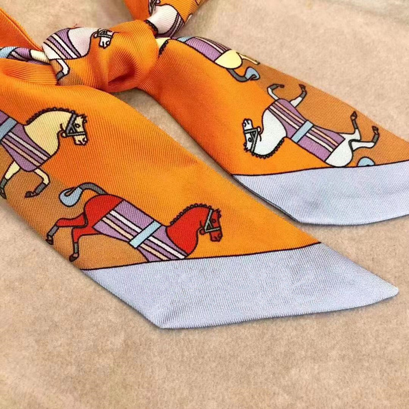 

Wholesale Original fashion Beautiful Silk HANDBAG Headbands horse scarf women Top grade bag hair Bands 8x120cm