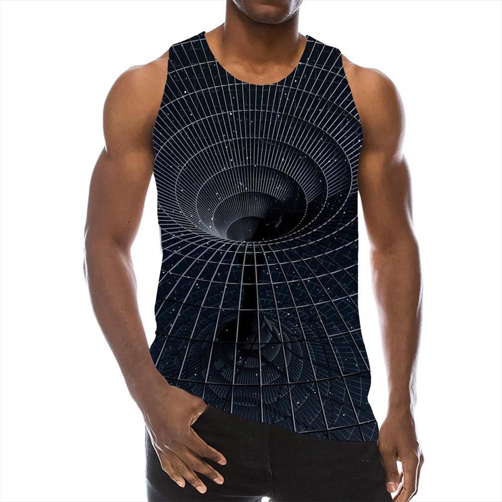 

mens graphic tank 3d print sleeveless pattern wormhole tees black swirl, White;black