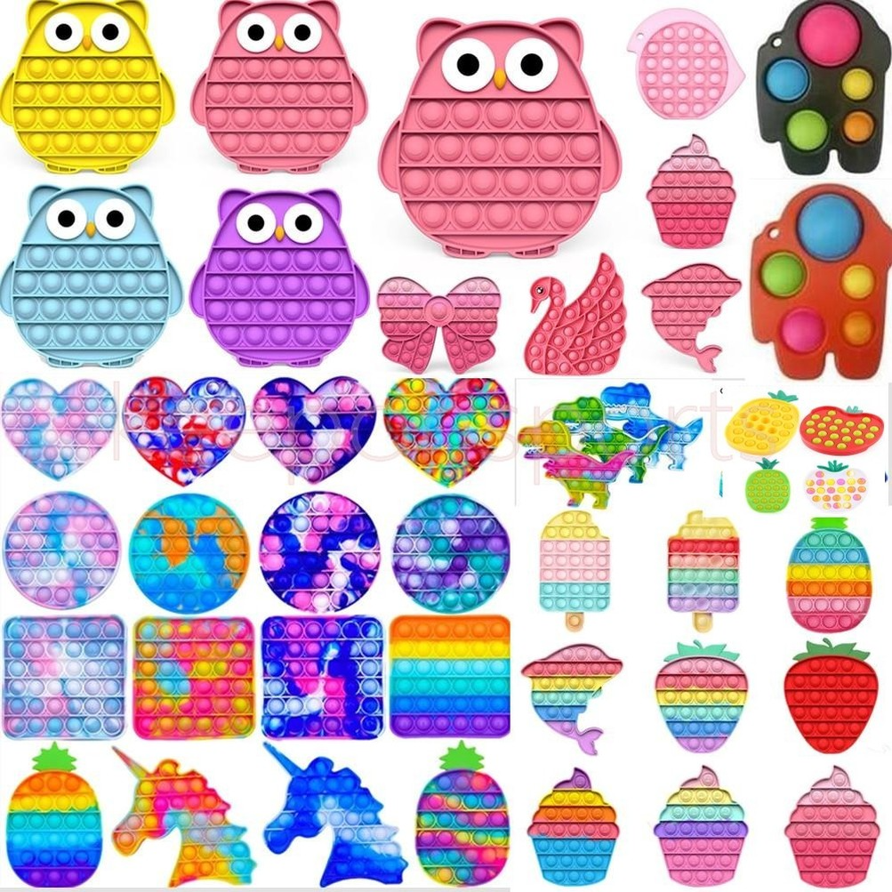 

24Hours Ship! 100 Styles Desktop Fun Ice Cream Push Bubble Fidget Toy Autism Special Needs Stress Reliever It Squeeze Sensory Toy for Kids Family Reusable