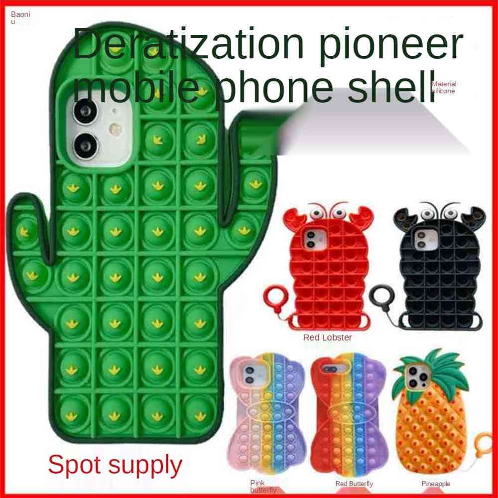 

Fashion Push Phone Case Suitable For 11pro Xsmax Accessories Rainbow Pioneer Fidget Silicone Cactus Pineapple Protective Cases Shell XR 12/1, Blue