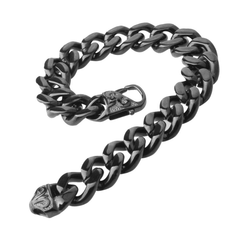 

Link, Chain Punk Curb Cuban Link Bracelet Mens 316L Stainless Steel Fashion Jewelry Black Tone 13mm