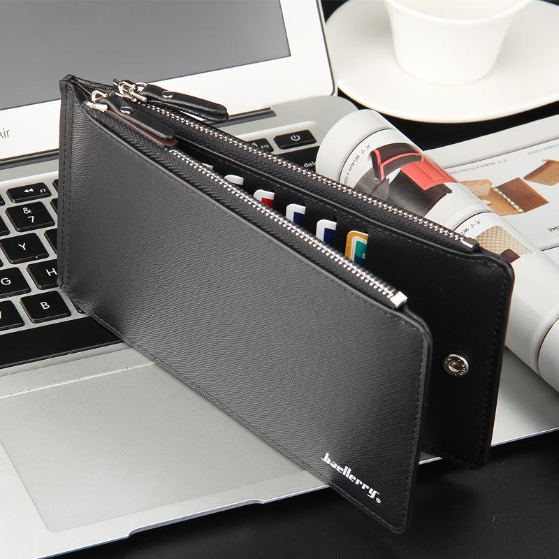 

Wallets Men Wallet Holder Leather ID Card Case Bank Large Capacity Bifold Clutch Phone Bag Hasp Cowskin PurseWallets, Black