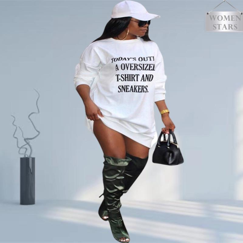 

Plus Size Dresses Sweatsuit For Women Letter Long Sleeve Mini Winter Clothes Fashion Streetwear Wholesale Drop Shopping, Black