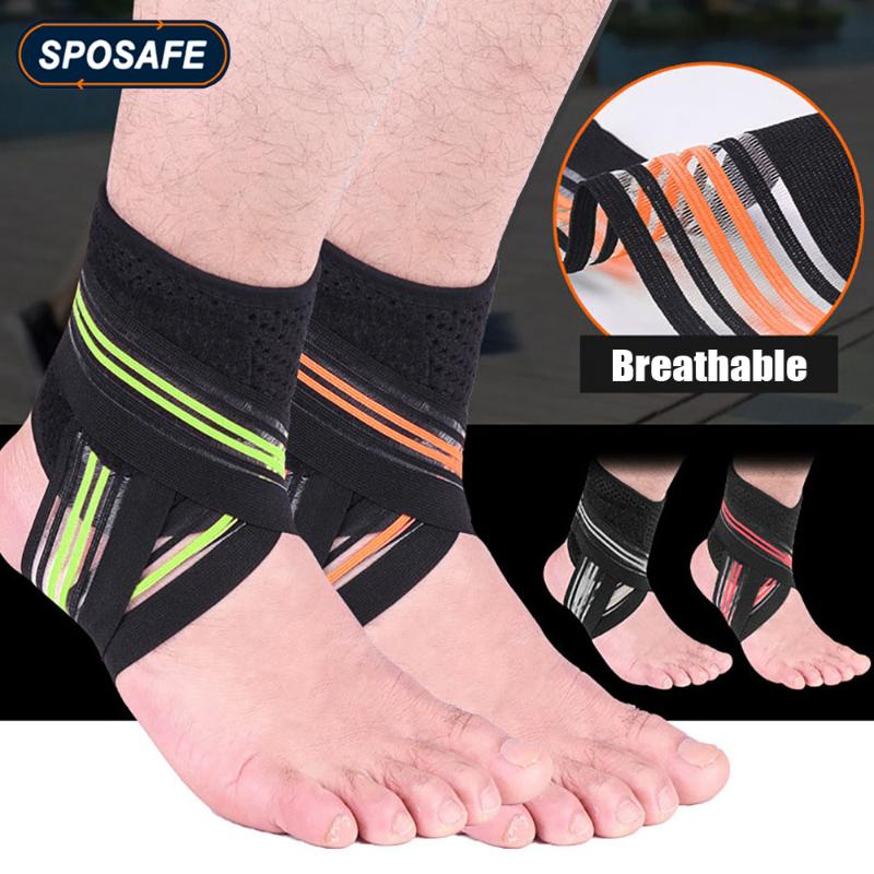 

Ankle Support 1Pc Adjustable Braces Breathable Compression Protection For Cycling Running Basketball Football Sports, Black orange-left
