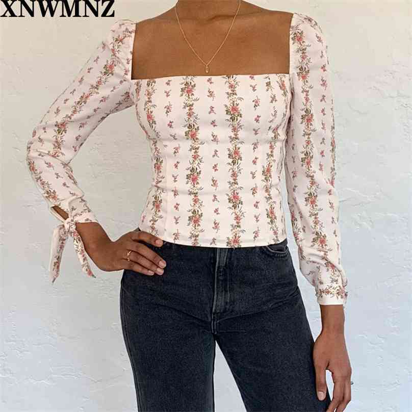 

women Vintage Elastic Blouse Chic Stripe Floral Print ropa mujer Fashion Long Sleeve blouse harajuku Shirt 210520, Yellow