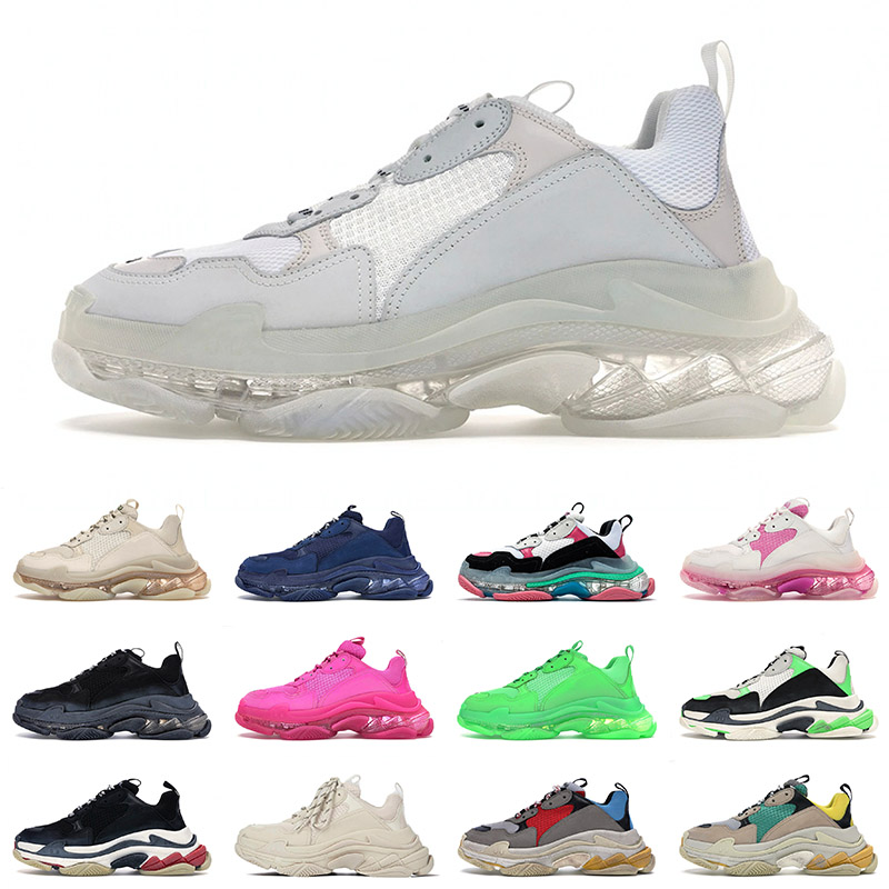

2021 Arrival Clear Sole Triple S Shoes Platform Designer Sneakers for Mens Women Crystal 17FW Paris Vintage Old Dad Fashion Luxurys Sports, 8 36-40