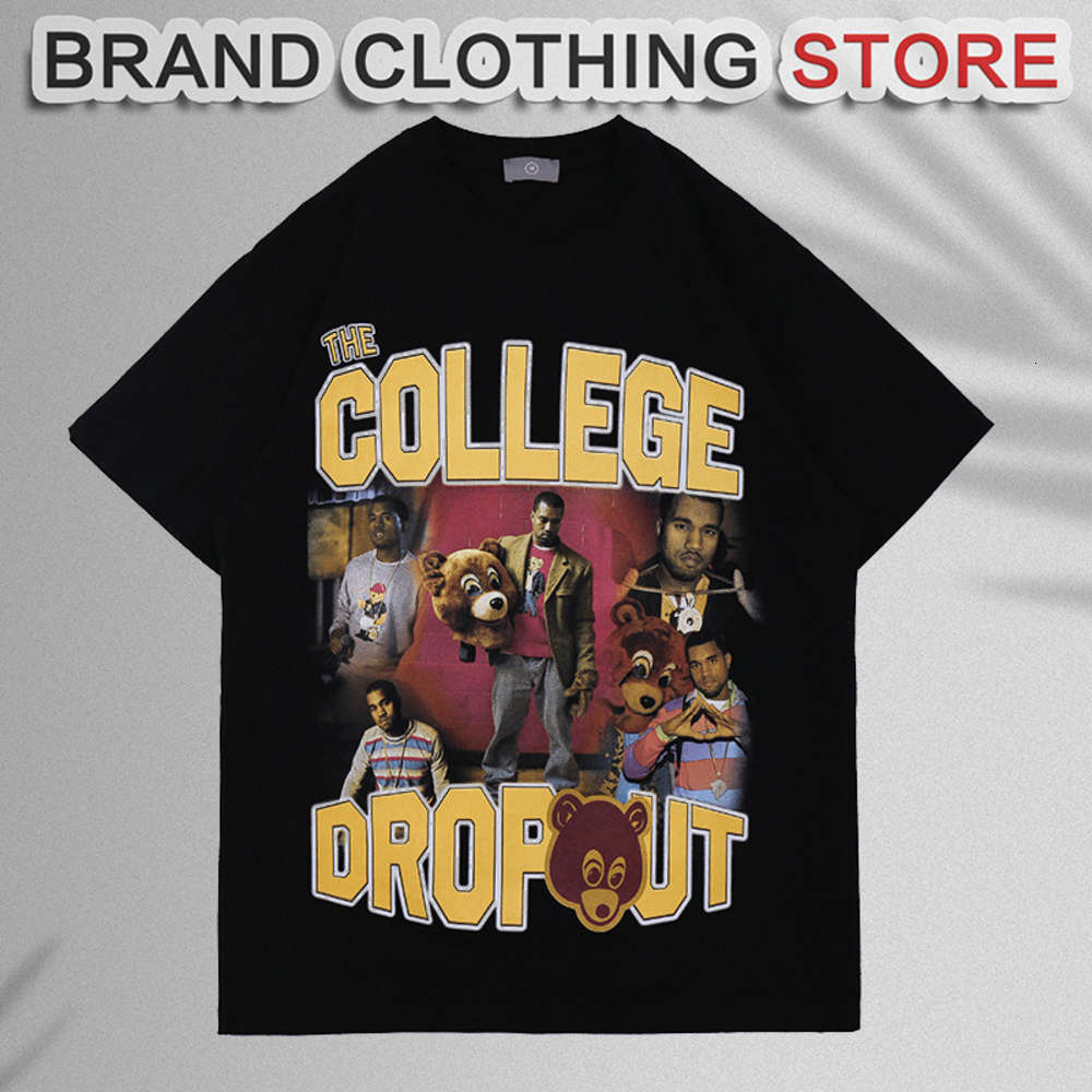 

Designer t shirt with the same style hip-hop Kan ye men's letter print short-sleeved T-shirt, Black