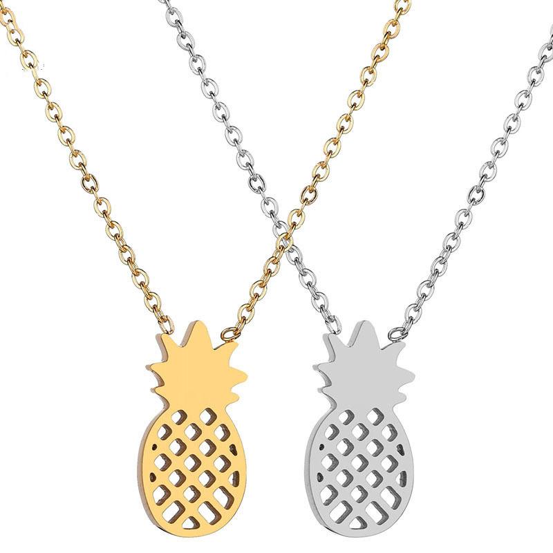 Pendant Necklaces Gold Silver Color Hollow Out Stainless Steel Necklace For Women Lover&#039;s Pineapple Engagement Jewelry-image-706633495