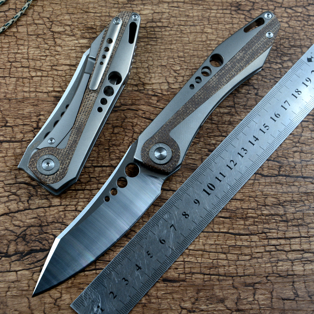 

TWOSUN Folding Hunting Gift Knife 14C28N Satin Blade TC4 Titanium Linen Handle Outdoor Camping Utility Survival Pocket Knife EDC Tools TS263