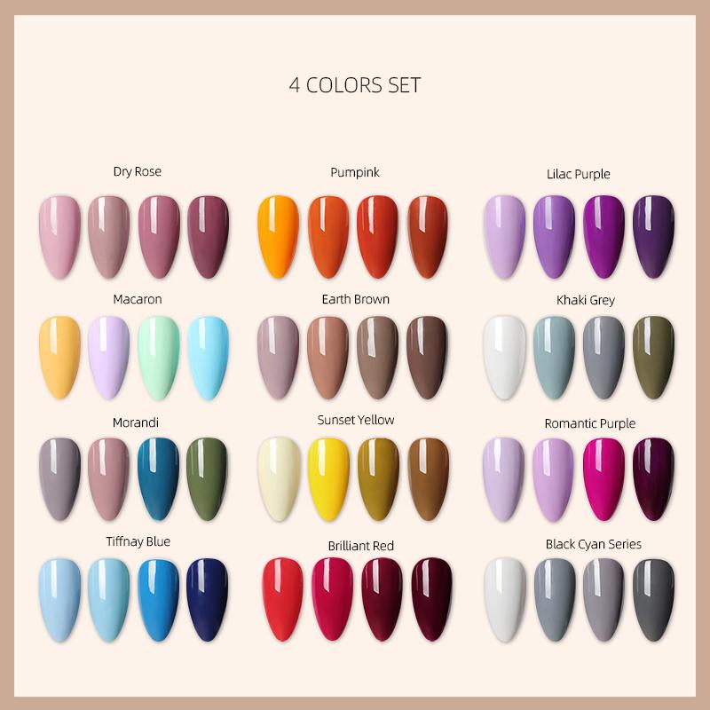 

Nail Gel 19 Sets Series 4-Color Kit Polish Lacquer Soak Off UV LED Long Lasting Nails Varnish For Salon Shop Art Manicure, Set 06