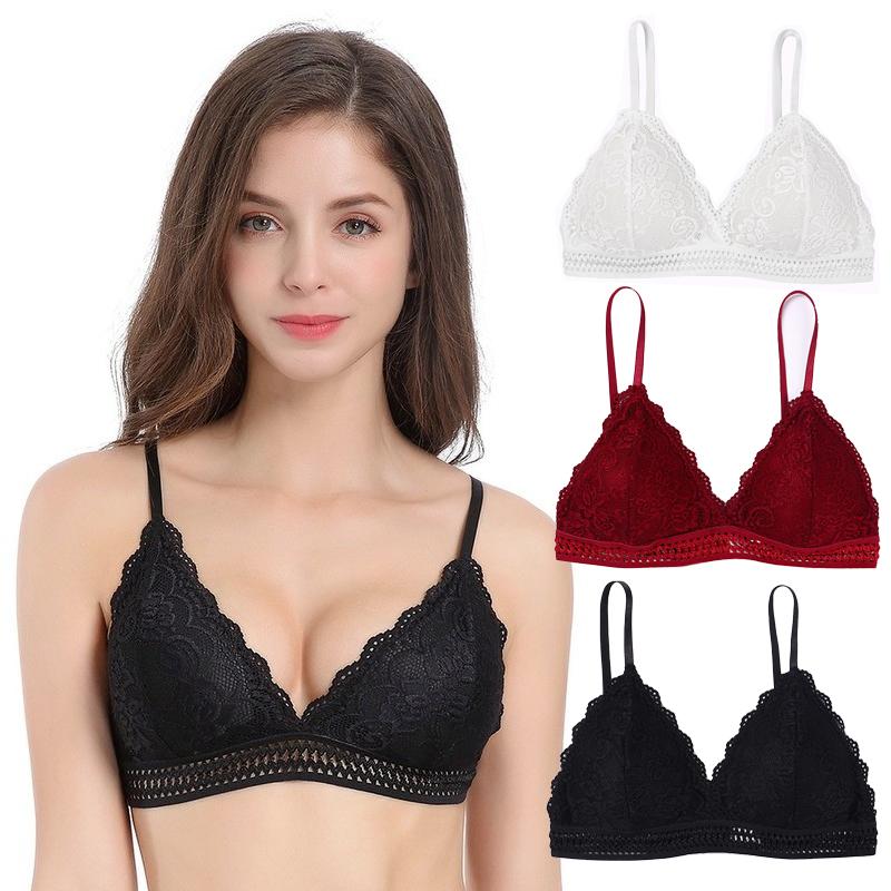 

Yoga Outfit Women Sports Bras Sexy Triangle Cup Lace Bra Crop Top Breathable Seamless Fitness Sport Push Up Lingerie Underwear, Red