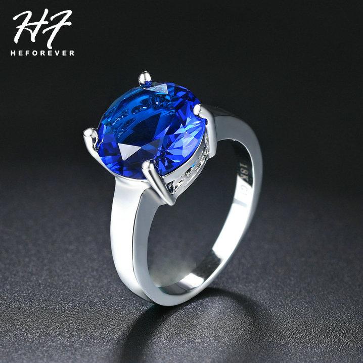 

Wedding Rings Luxury Big Crystal For Women + Cubic Zirconia Sliver Color Round Cut Party Fashion Jewelry Xmas Gift R783, Slivery;golden