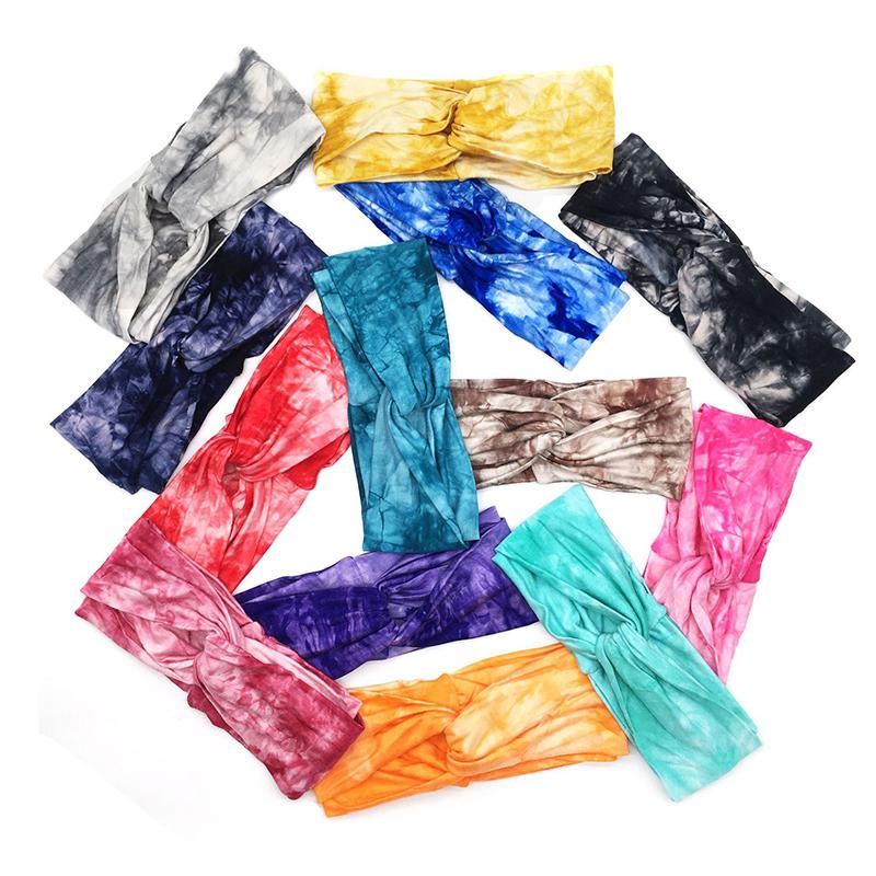 

Hair Accessories GeebroTie-dye Women Headband Vintage Cross Knot Elastic Bands Soft Solid Hairband Girls Multicolor