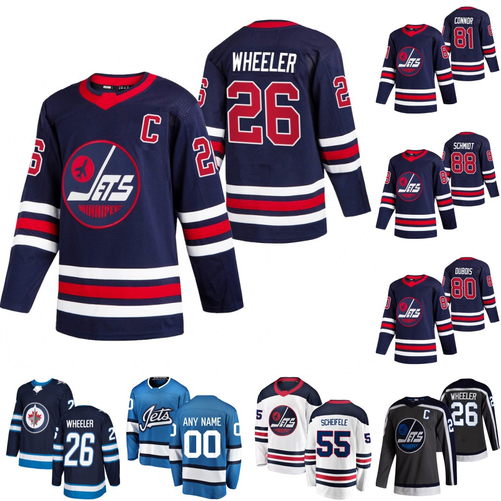 

26 Blake Wheeler 2021-22 Jerseys Pierre-Luc Dubois Kyle Connor Kristian Vesalainen Mark Scheifele Connor Hellebuyck Josh Morrissey Andrew Copp, Women 2021 reverse retro