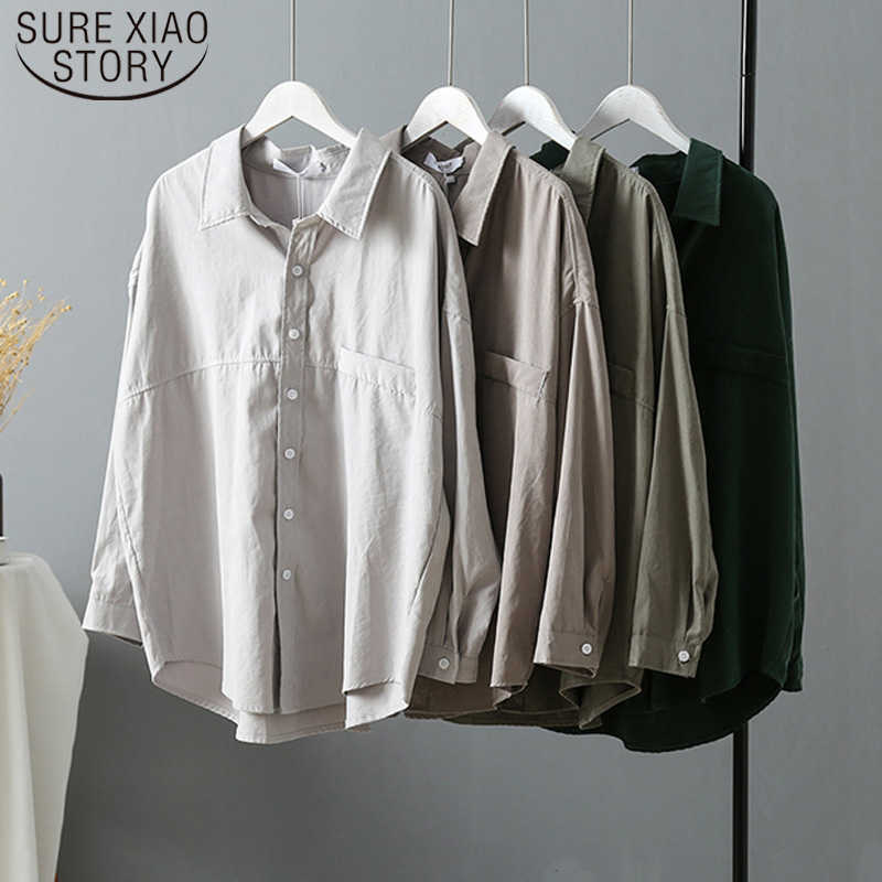 

Vintage Cardigan Blouse Women Long Sleeve Plus Size Solid Women Blouse Shirt Casual Loose Tops Camisas Mujer 6800 50 210527, Blue