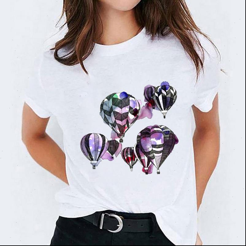 

balloon travel 90s printing women fashion print graphic tee, White