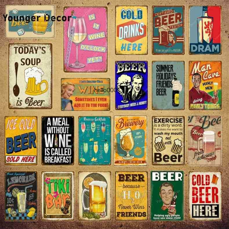 

Cold Drinks Metal Tin Signs Beer Plaque Vintage Tiki Bar Wall Decor Man Cave Decorative Plate Painting Wine Poster YI-131
