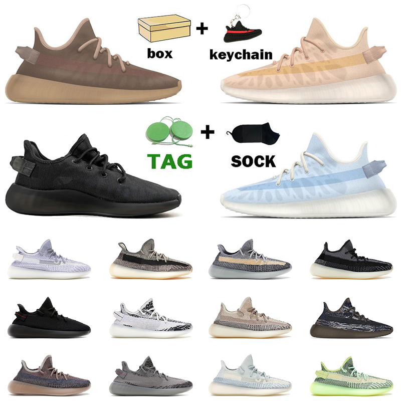 

With Box Kanye Men Women Running Shoes MX Rock Mono Clay Ice Mist Trainers Ash Pearl Stone Bred Black White Static Yeezreel Reflective WEST Sneakers Size EUR 36-48, Protection box