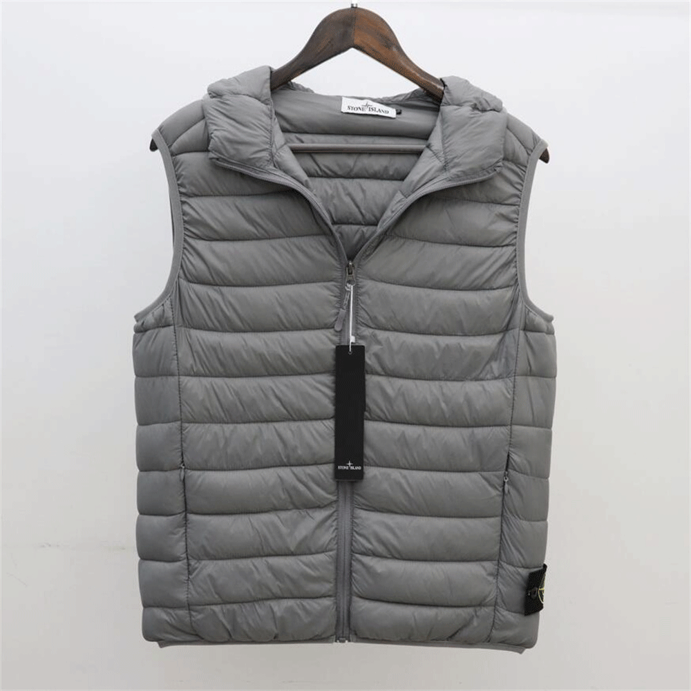

Designer Mens Vests Winter Outerwear Fashion light Weight Stone Male Coats High Quality Warm Windproof Overcoat Island Outdoor Casual Winters Hooded Coat Clothing, Gray
